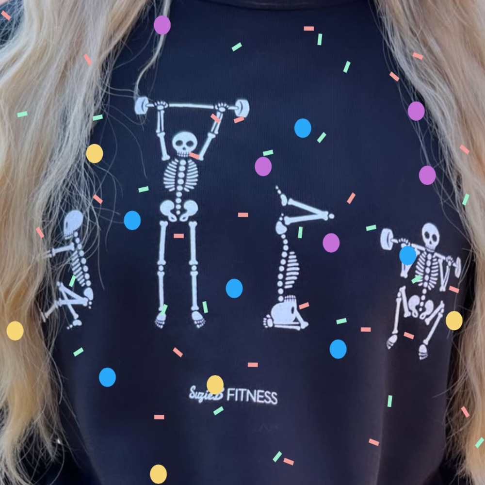 SuzieB fitness skeleton workout sweat shirt - Picture 2 of 4